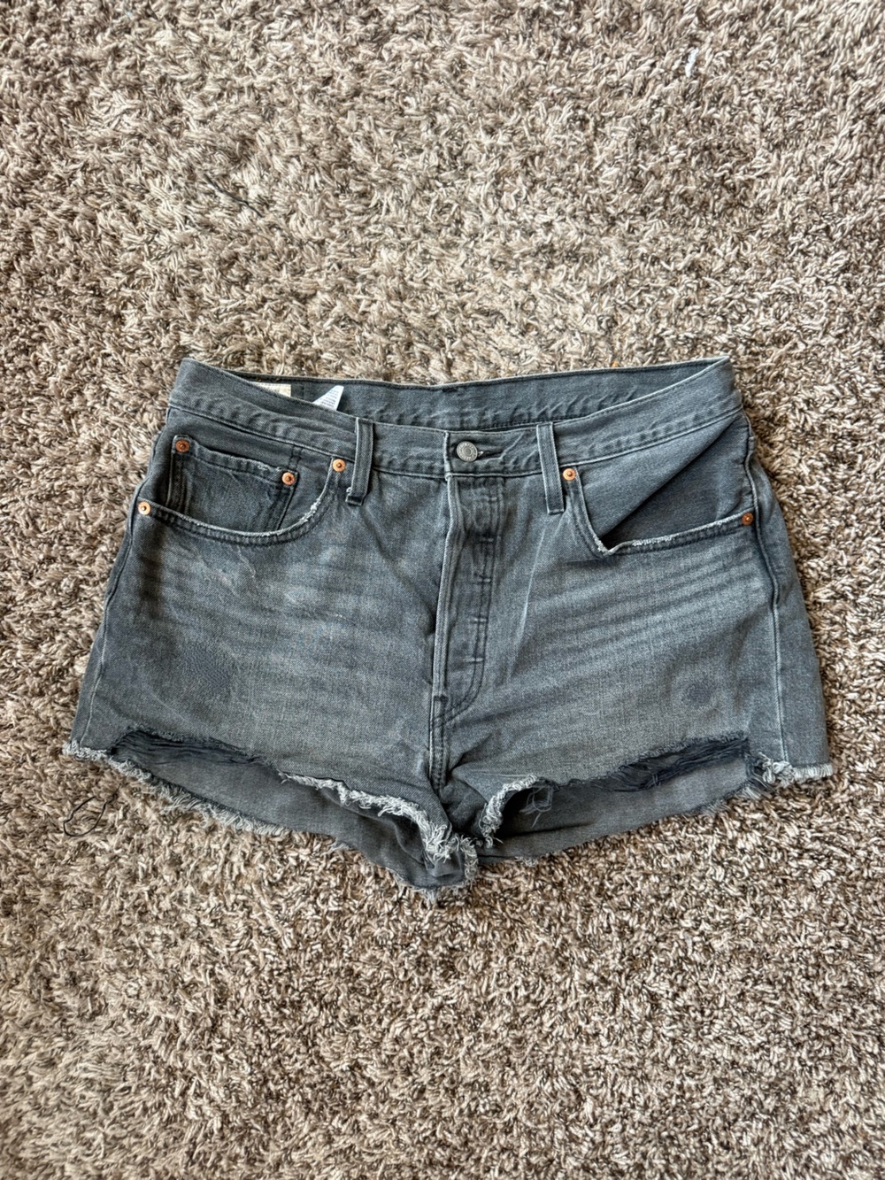 Levi's Black Washed 501 Denim Cutoff Shorts